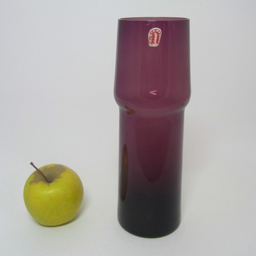 Alsterfors Swedish Retro Purple Glass Vase - Labelled - Click Image to Close