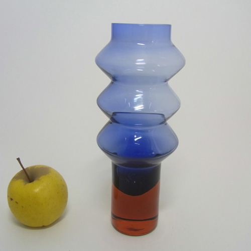 (image for) Aseda Swedish Blue + Red Glass Vase by Bo Borgstrom - Click Image to Close
