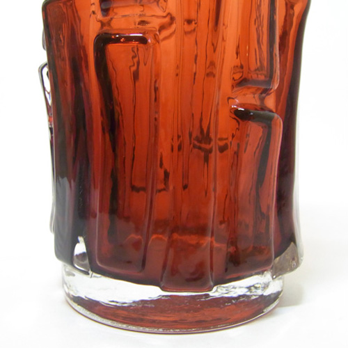 (image for) Aseda Swedish Red Glass Bark 9.5" Vase - Bo Borgstrom B5/832 - Click Image to Close
