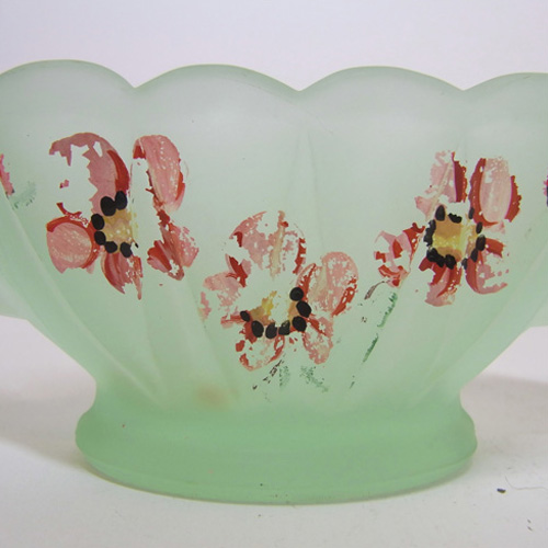 (image for) Bagley #3173 Art Deco Painted Green Glass 'Evesham' Bowl - Click Image to Close