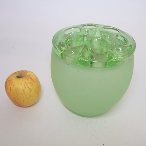 Bagley #3170 Art Deco Frosted Green Glass 'Somerset' Posy Vase - Click Image to Close