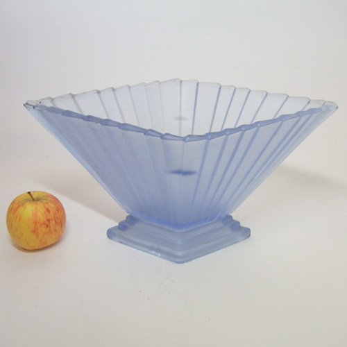 (image for) Bagley #1333 Art Deco 5.75" Frosted Blue Glass 'Wyndham' Vase - Click Image to Close