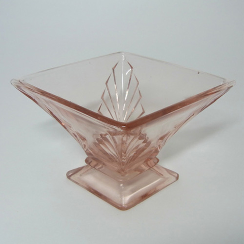 (image for) Bagley #3180 Art Deco Vintage Pink Glass 'Spinette' Vase - Click Image to Close