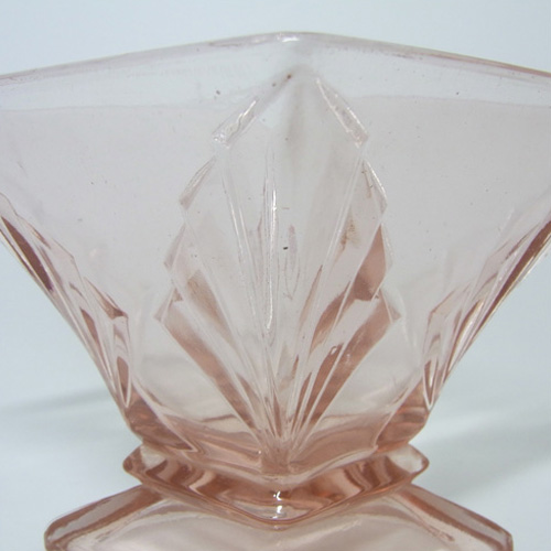 (image for) Bagley #3180 Art Deco Vintage Pink Glass 'Spinette' Vase - Click Image to Close