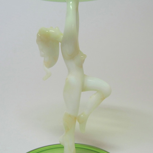 (image for) Vintage Green & White Nude Lady Liqueur Glass - Click Image to Close
