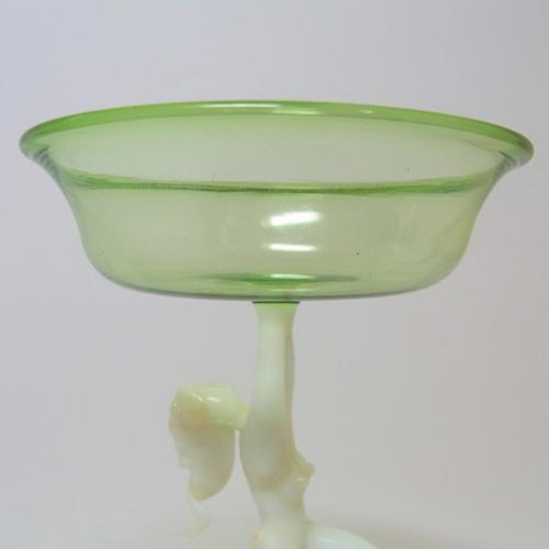 (image for) Vintage Green & White Nude Lady Liqueur Glass - Click Image to Close