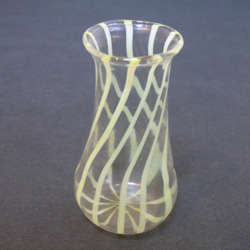 (image for) Vintage Yellow Striped Lampworked Glass Vase - Click Image to Close