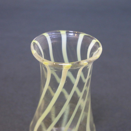 Vintage Yellow Striped Lampworked Glass Vase - Click Image to Close
