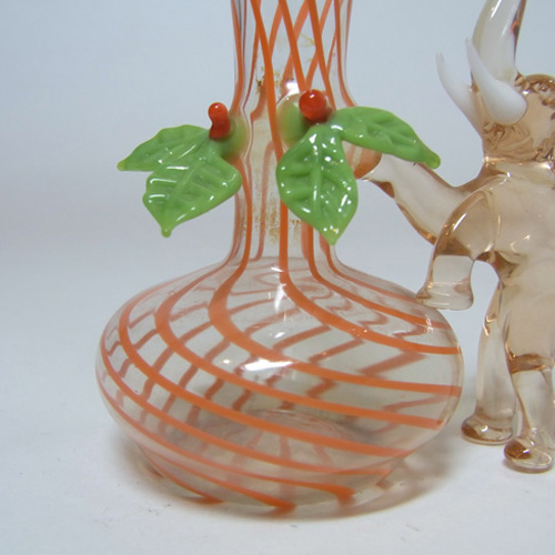 (image for) Vintage Orange & Grey Lampworked Glass Elephant Vase - Click Image to Close