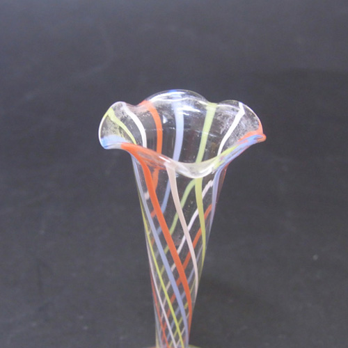 Vintage Multicoloured Striped Lampworked Glass Vase - Click Image to Close