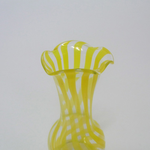 (image for) Vintage Yellow Striped Lampworked Glass Vase - Click Image to Close