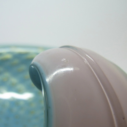(image for) Barbini Murano Gold Leaf Biomorphic Blue Glass Bubble Bowl - Click Image to Close