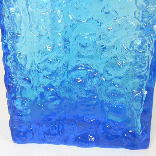 (image for) German/Austrian 1970's Blue Glass Bark Textured Vase - Click Image to Close