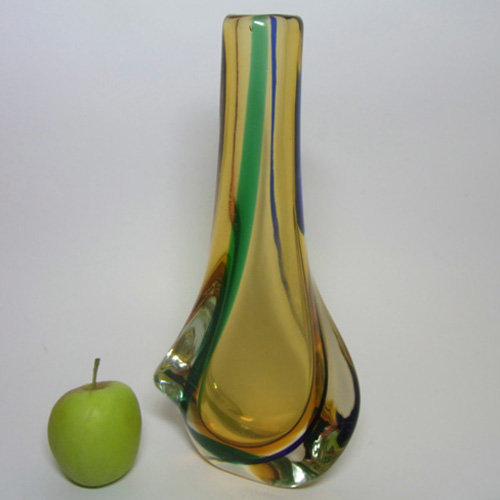 (image for) Murano/Bohemian? Organic Sculptural Amber Glass Vase - Click Image to Close