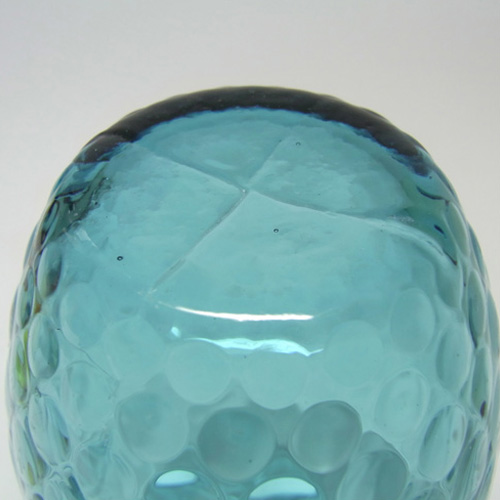 Borske Sklo 1950's Blue Glass Optical Ball Pattern Vase - Click Image to Close