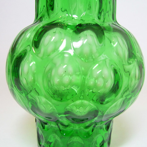 Borske Sklo 1950's Green Glass Optical 'Olives' Vase - Click Image to Close