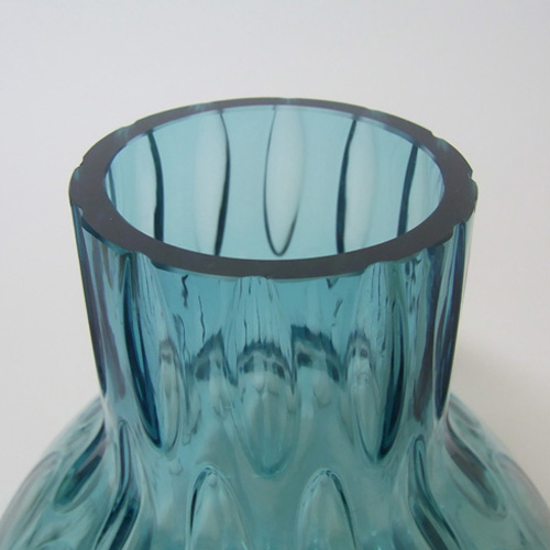 (image for) Borske Sklo 1950's Blue Glass Optical 'Olives' Vase - Click Image to Close