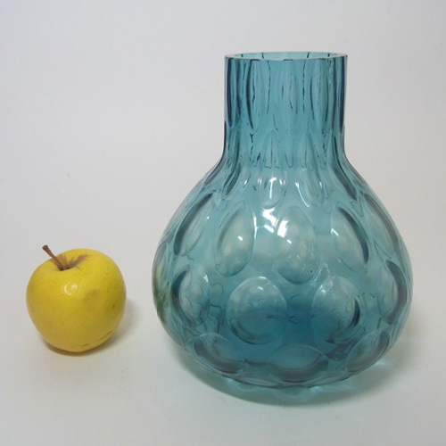 (image for) Borske Sklo 1950's Blue Glass Optical 'Olives' Vase - Click Image to Close