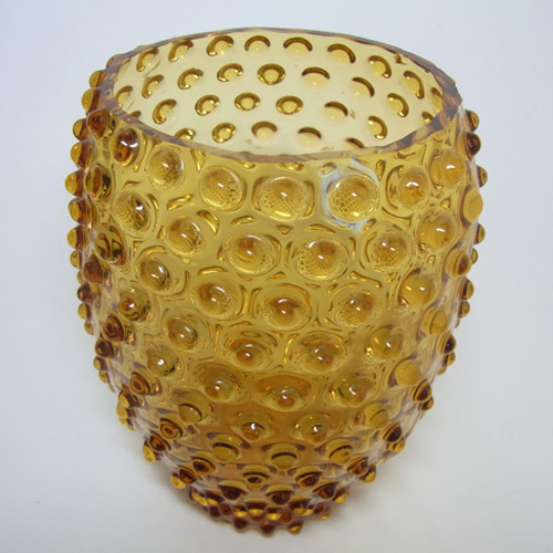 (image for) Borske Sklo 1950's Amber Glass Bohemian 'Bobble' Vase - Click Image to Close
