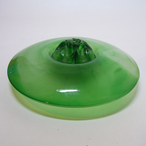 (image for) Davidson #204D Art Deco Green Cloud Glass Posy Bowl - Click Image to Close