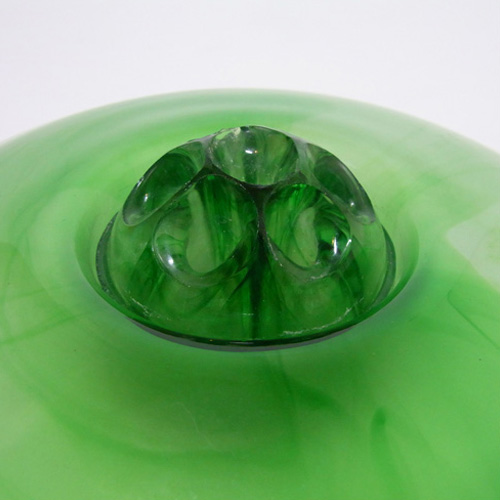 Davidson #204D Art Deco Green Cloud Glass Posy Bowl - Click Image to Close