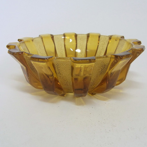 (image for) Stölzle Czech Art Deco 1930's Amber Glass Bowl - Click Image to Close