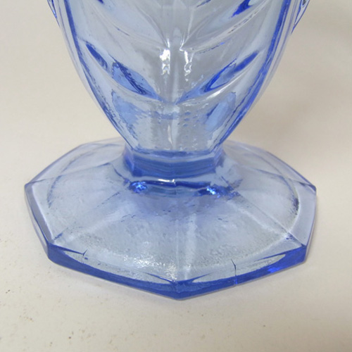 (image for) Czech? Art Deco 1930's Blue Pressed Glass Vase - Click Image to Close