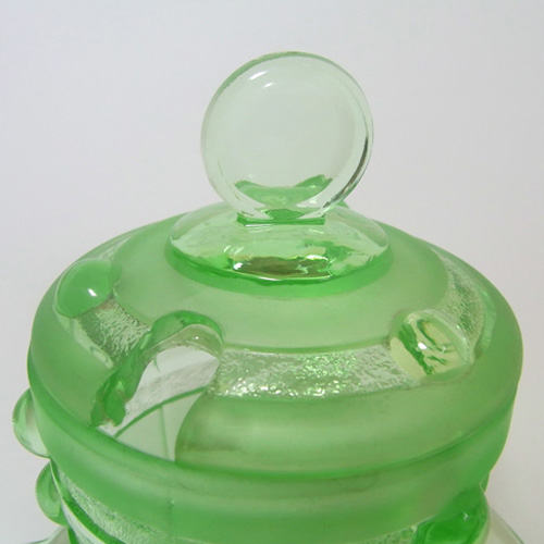 Stölzle #19418 Czech Art Deco 1930's Uranium Green Glass Jar - Click Image to Close