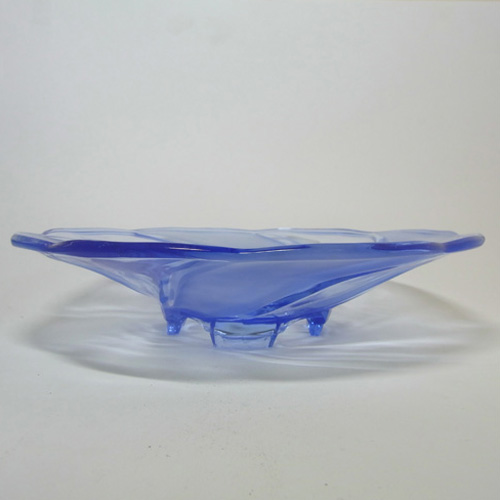 Walther Art Deco Blue Glass 'Primus' Centerpiece Bowl - Click Image to Close