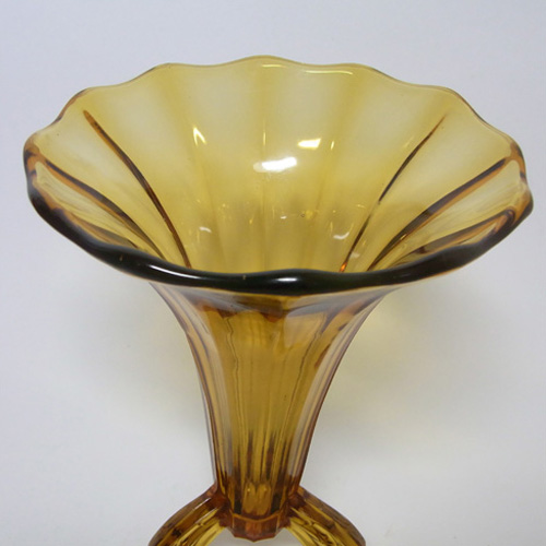 (image for) Stunning 1930's Czech Art Deco Amber Glass Rocket Vase - Click Image to Close