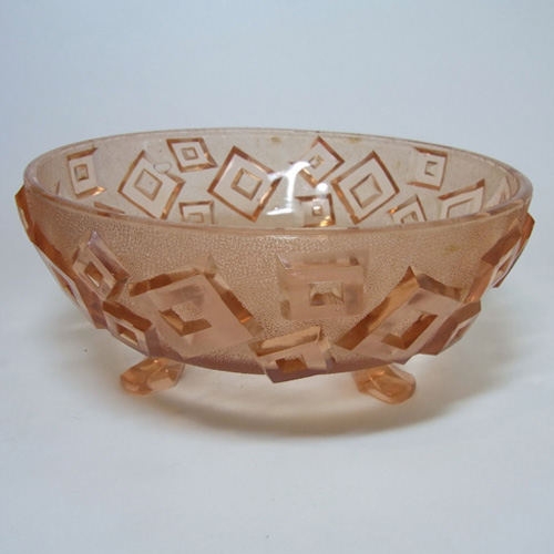 (image for) Libochovice Czech Art Deco 1930's Pink Glass Bowl #1442 - Click Image to Close