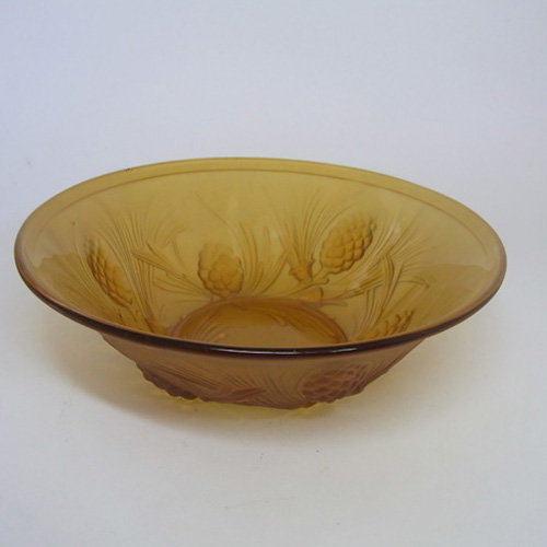 Jobling #5000 1930's Amber Art Deco Glass Fircone Bowl - Click Image to Close