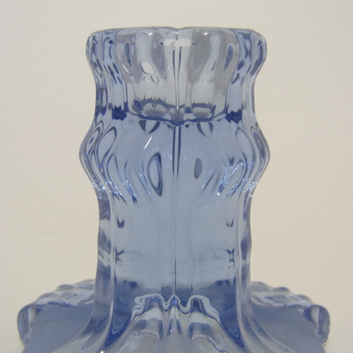 (image for) Stölzle #19743 Czech Pair of Art Deco 1930's Blue Glass Candlesticks - Click Image to Close