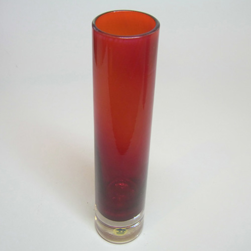 (image for) Ekenas Swedish/Scandinavian Red Cased Glass Vase/Label - Click Image to Close