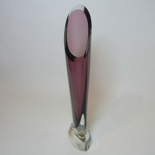Large Flygsfors Swedish Purple Glass Vase Signed '61 - Click Image to Close