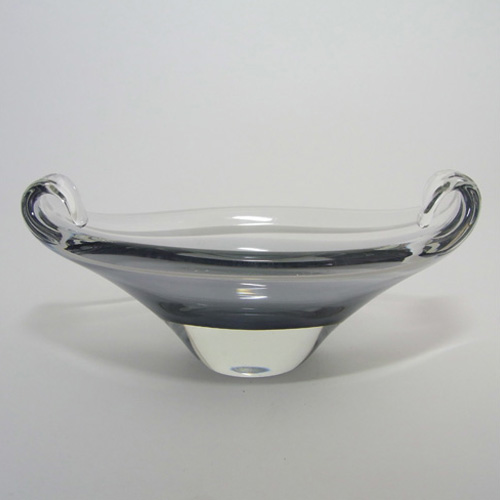 (image for) Sea Glasbruk? Swedish Grey + White Glass Sculpture Bowl - Click Image to Close