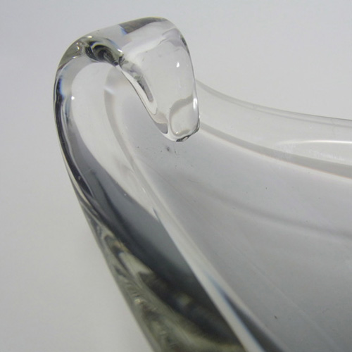 (image for) Sea Glasbruk? Swedish Grey + White Glass Sculpture Bowl - Click Image to Close