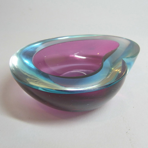 (image for) Murano Geode Purple & Turquoise Sommerso Glass Kidney Bowl - Click Image to Close