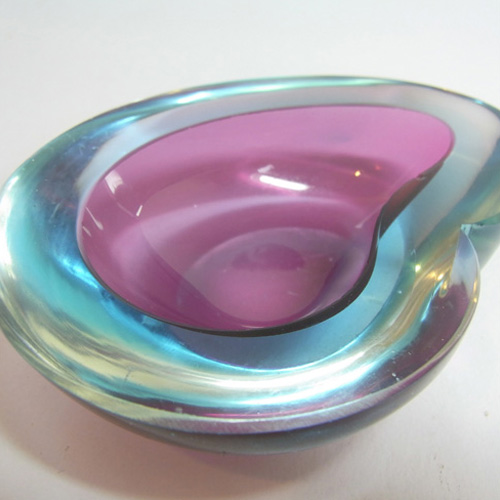 (image for) Murano Geode Purple & Turquoise Sommerso Glass Kidney Bowl - Click Image to Close