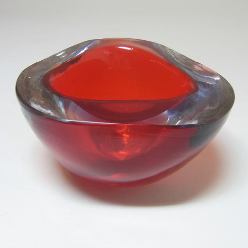 (image for) Murano Geode Red & Blue Sommerso Glass Triangle Bowl - Click Image to Close