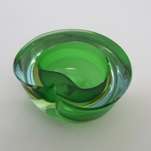 (image for) Murano Geode Green & Blue Sommerso Glass Kidney Bowl - Click Image to Close