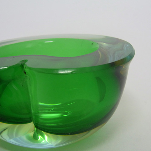 (image for) Murano Geode Green & Blue Sommerso Glass Kidney Bowl - Click Image to Close