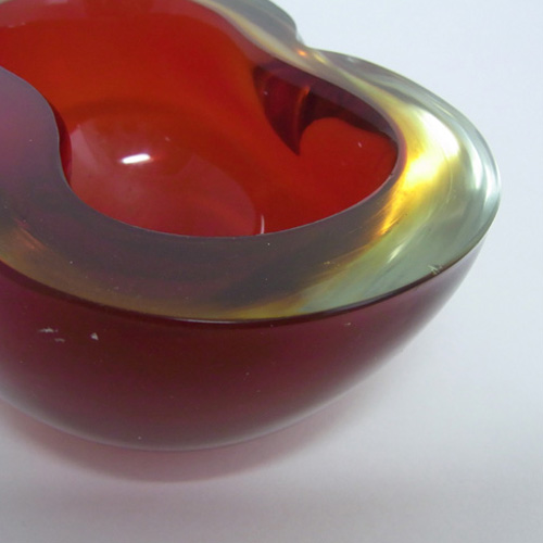 (image for) Murano Geode Red & Amber Sommerso Glass Figure Eight Bowl - Click Image to Close