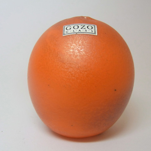 Gozo Maltese Glass Orange Fruit Paperweight - Labelled - Click Image to Close