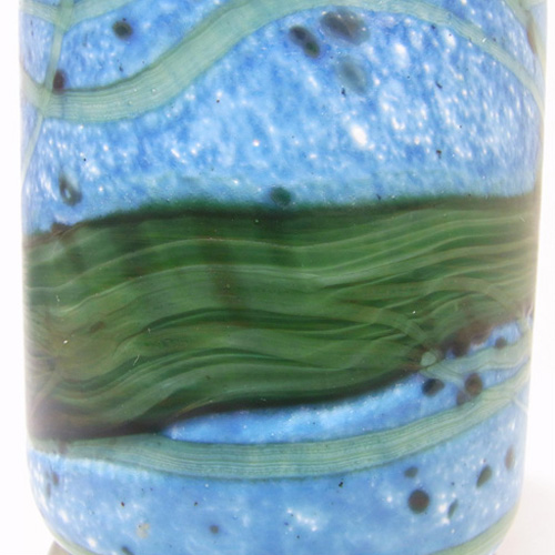 (image for) Gozo Maltese Blue & Green Glass Vase Signed + Labelled - Click Image to Close