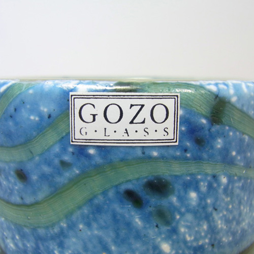 (image for) Gozo Maltese Blue & Green Glass Vase Signed + Labelled - Click Image to Close