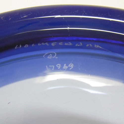 (image for) Holmegaard #17969 Per Lutken Blue Glass 'Safir' Bowl - Signed - Click Image to Close