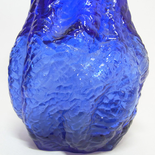 (image for) Ingrid/Ingridglas 1970's Blue Glass Bark Textured Vase - Click Image to Close