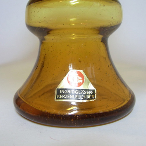 Ingrid/Ingridglaser 1970's Amber Glass Candle Holder - Click Image to Close