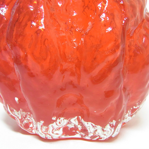 (image for) Ingrid/Ingridglas 1970's Red Glass Bark Textured Vase - Click Image to Close